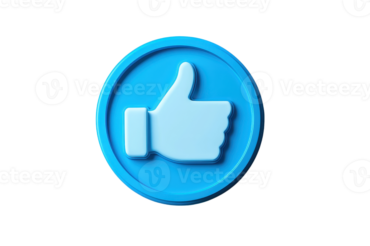 Blue thumbs up icon symbolizing approval or like, isolated on a transparent background. Perfect for social media, communication, and digital content. png
