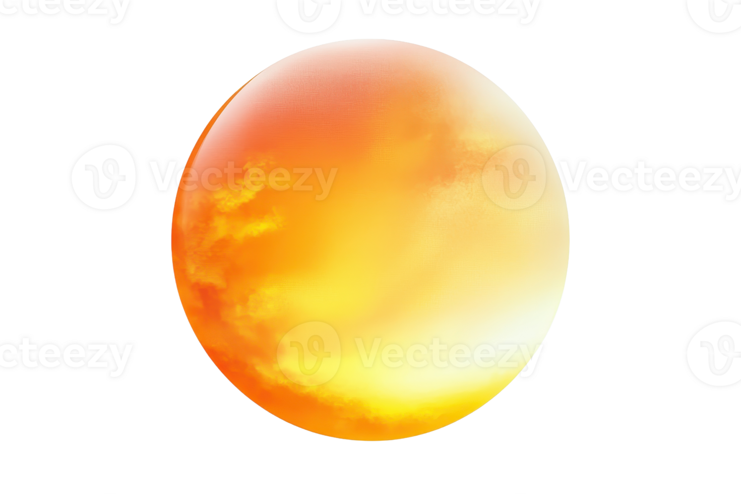 Bright orange and yellow sphere with a sunset gradient, radiating warmth and light, representing energy, creativity, and positivity. png