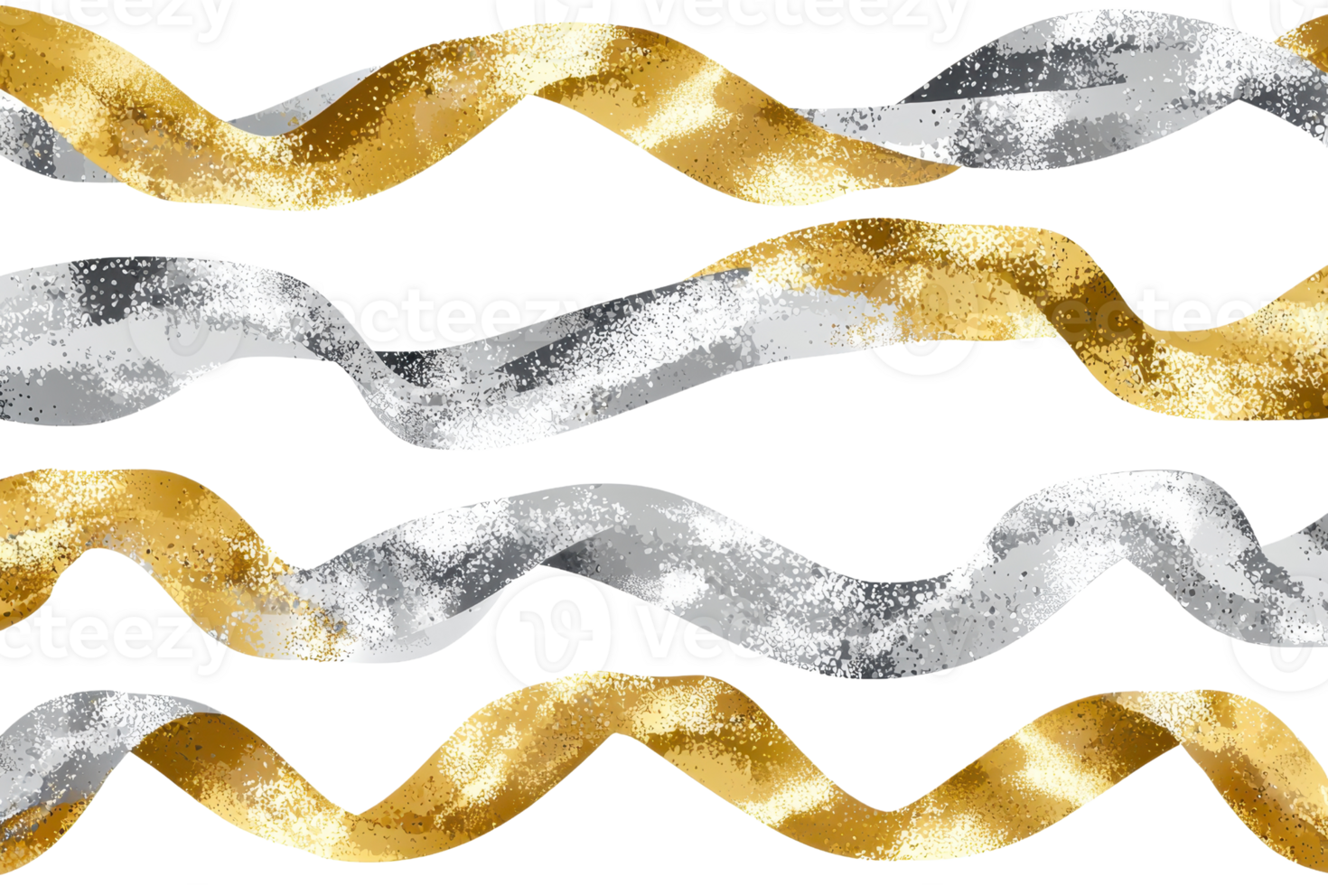 Abstract wavy pattern in gold and silver. Modern design with metallic texture creating an elegant and stylish background. Perfect for art decor. png