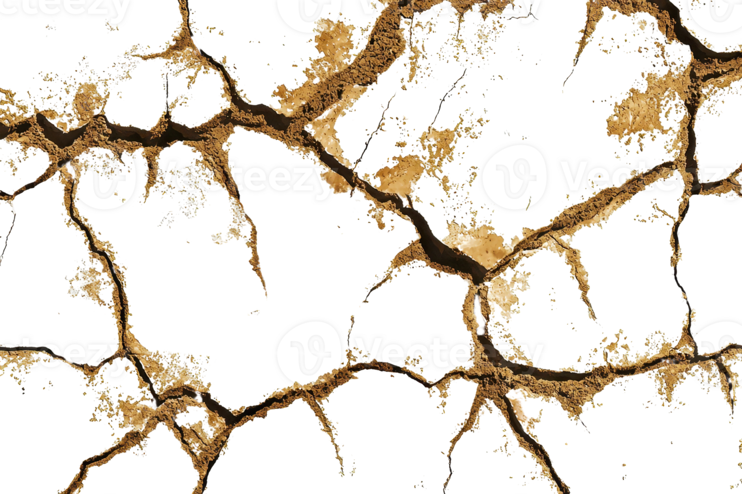 Aerial view of cracked dry earth, showcasing a natural pattern of arid soil in shades of brown. Perfect for themes of dryness and climate. png