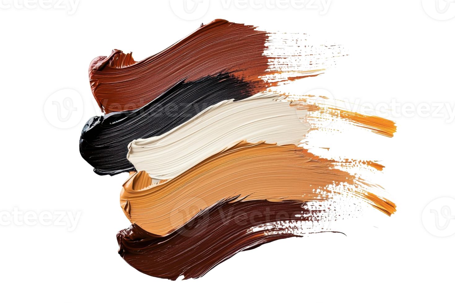 Artistic palette of paint strokes in diverse colors showcasing texture and vibrancy, ideal for creative design and artistic projects. png