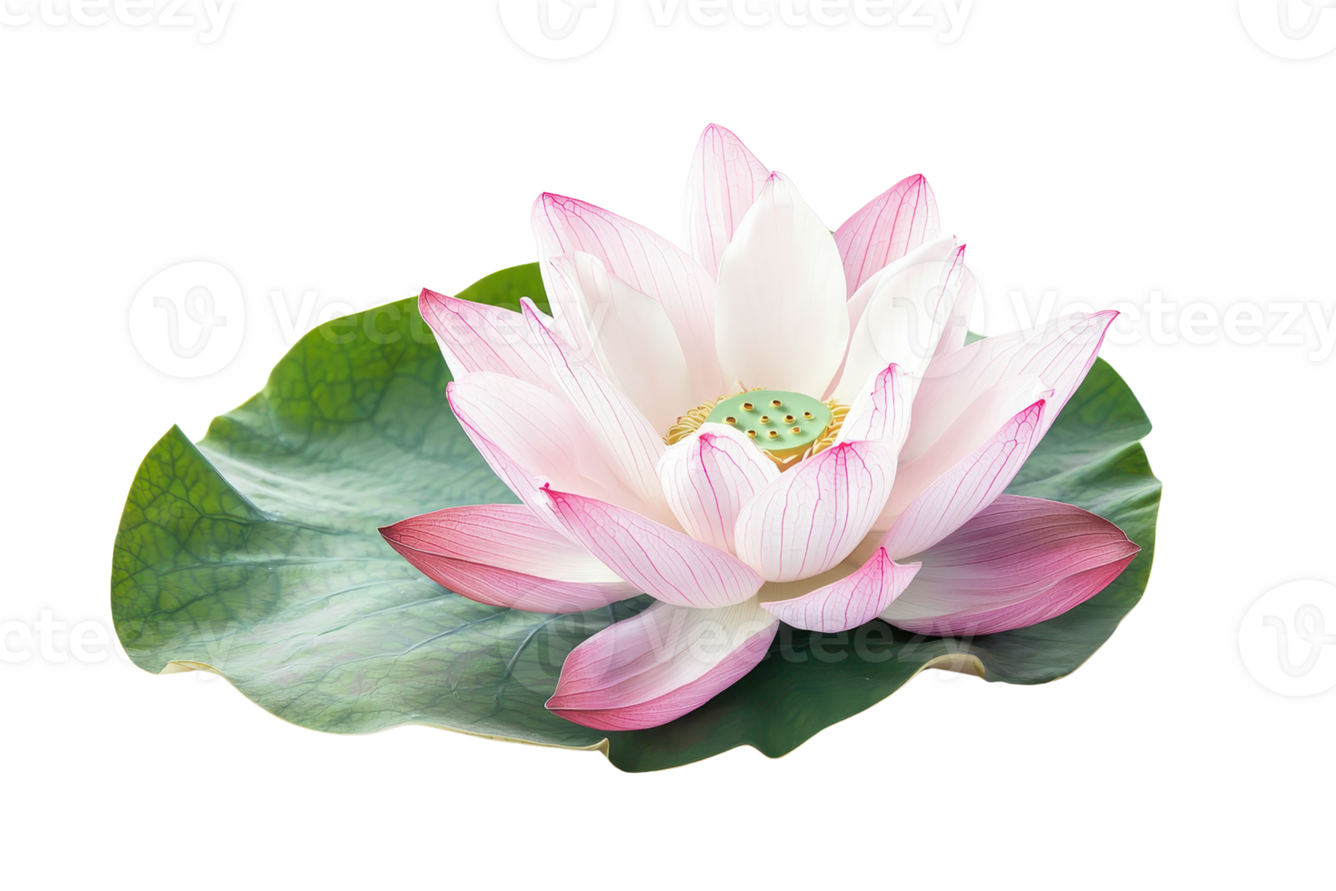 Beautiful pink lotus flower with soft petals and green leaf, symbolizing purity and serenity. Perfect for nature and botanical themes. png
