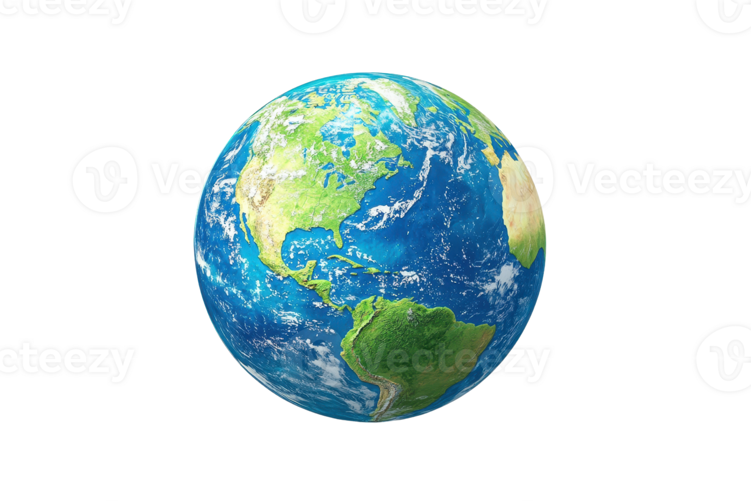 Bright and colorful image of Earth showcasing continents and oceans, highlighting the beauty of our planet and its diverse landscape. png