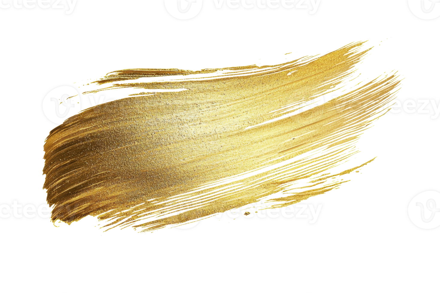 Bright and elegant gold paint brush stroke on a transparent background, perfect for creative designs and luxurious artwork projects. png