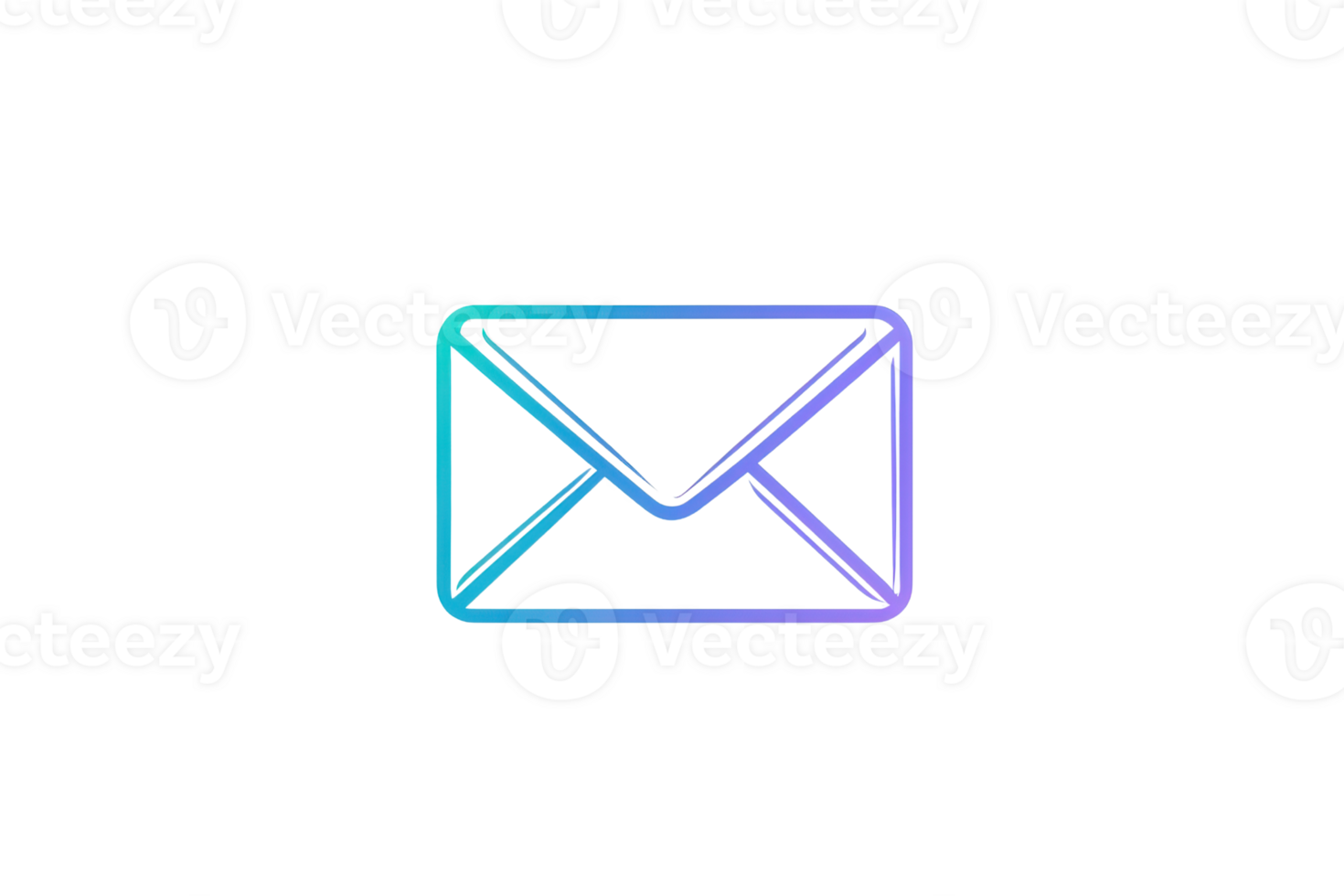 Colorful gradient line art of an envelope icon on a transparent background, symbolizing communication, email, and digital messaging. png