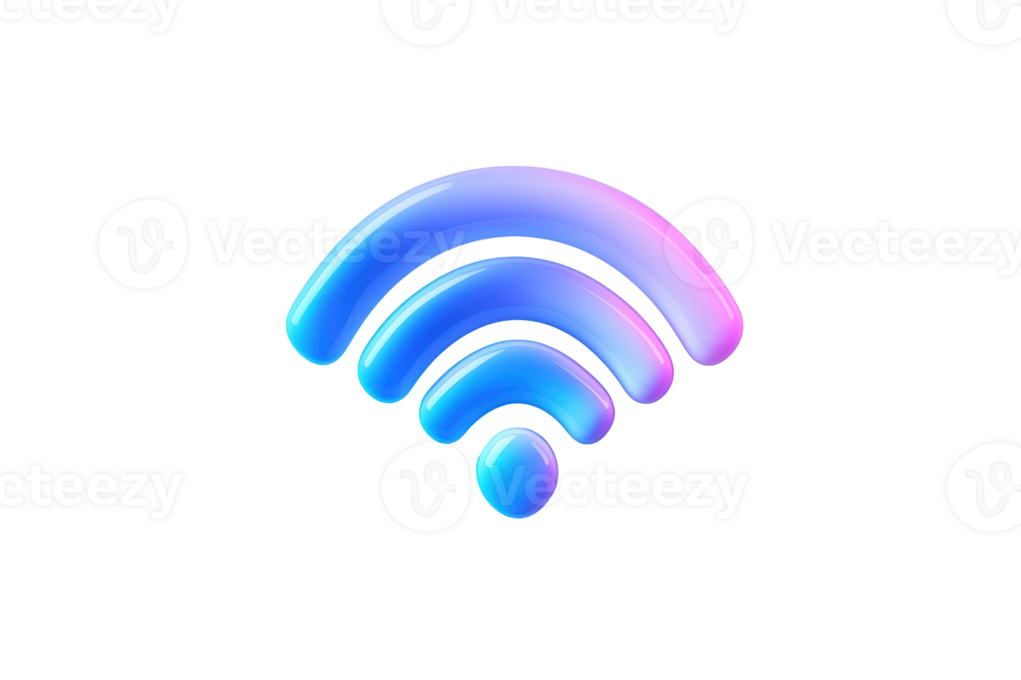 Colorful gradient wireless signal icon representing technology and connectivity. Perfect for tech, communication, and networking themes. png