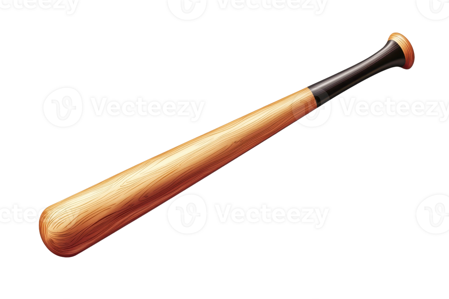 Close-up of a wooden baseball bat on a transparent background. showcasing its smooth texture and classic design. Perfect for sports enthusiasts. png