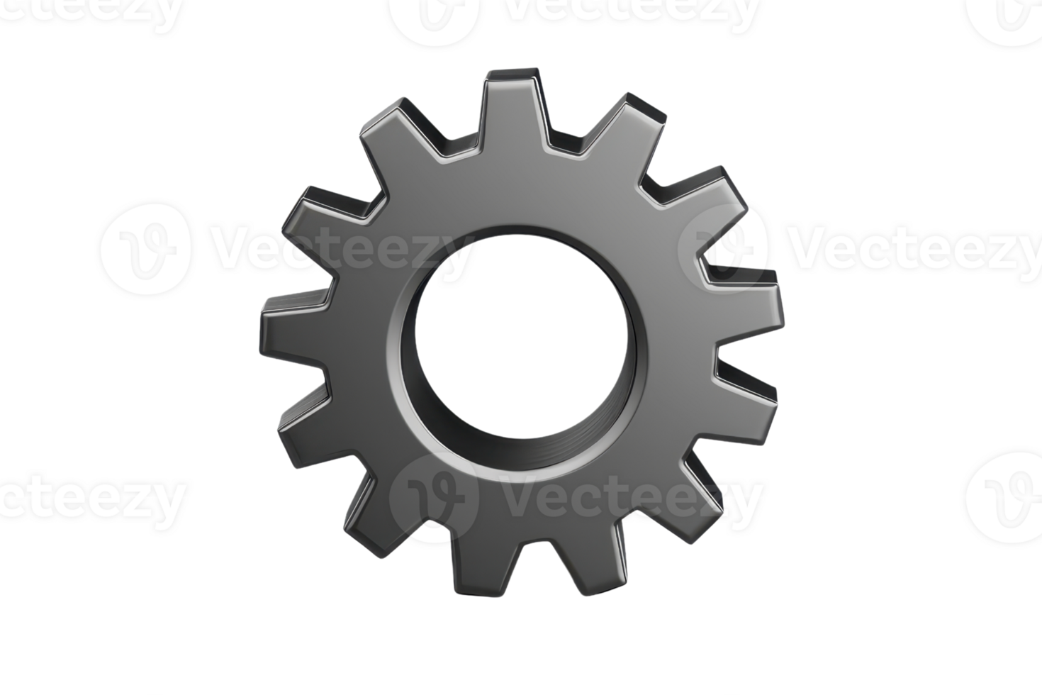 Close-up of a metallic gear on a transparent background. symbolizing engineering, technology, and mechanical processes. png