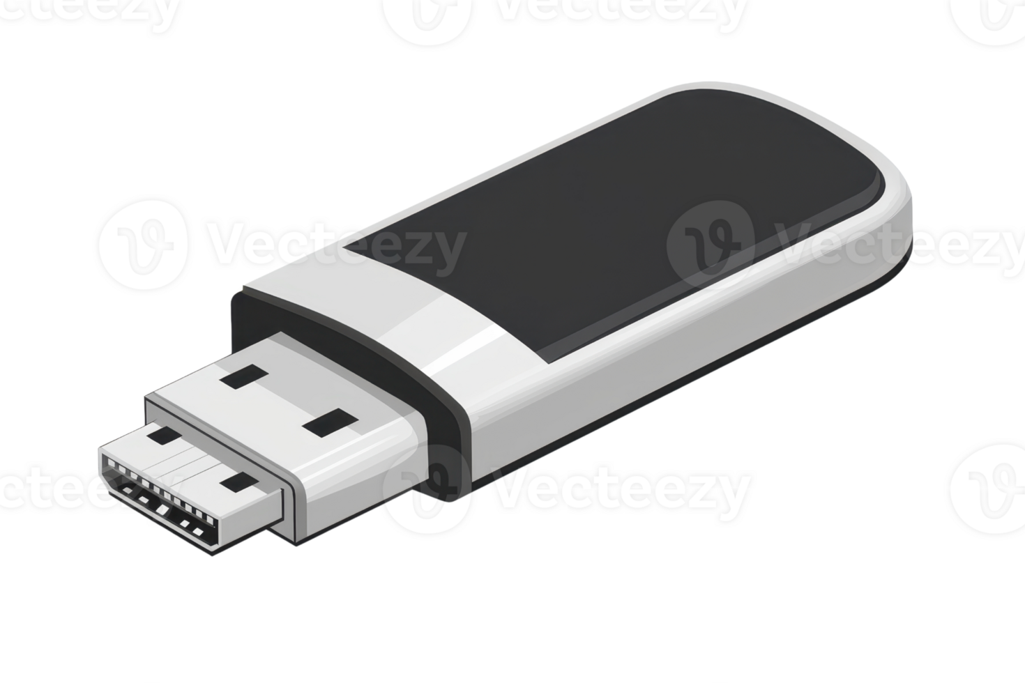 Close-up of a sleek USB flash drive on a transparent background. perfect for showcasing digital storage solutions and tech gadgets. png