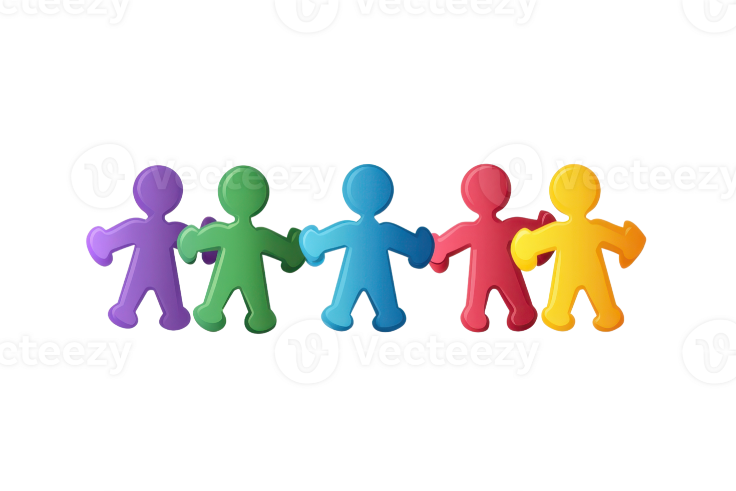 Colorful paper doll chain representing unity, teamwork, and diversity. Ideal for concepts of inclusion, collaboration, and community. png