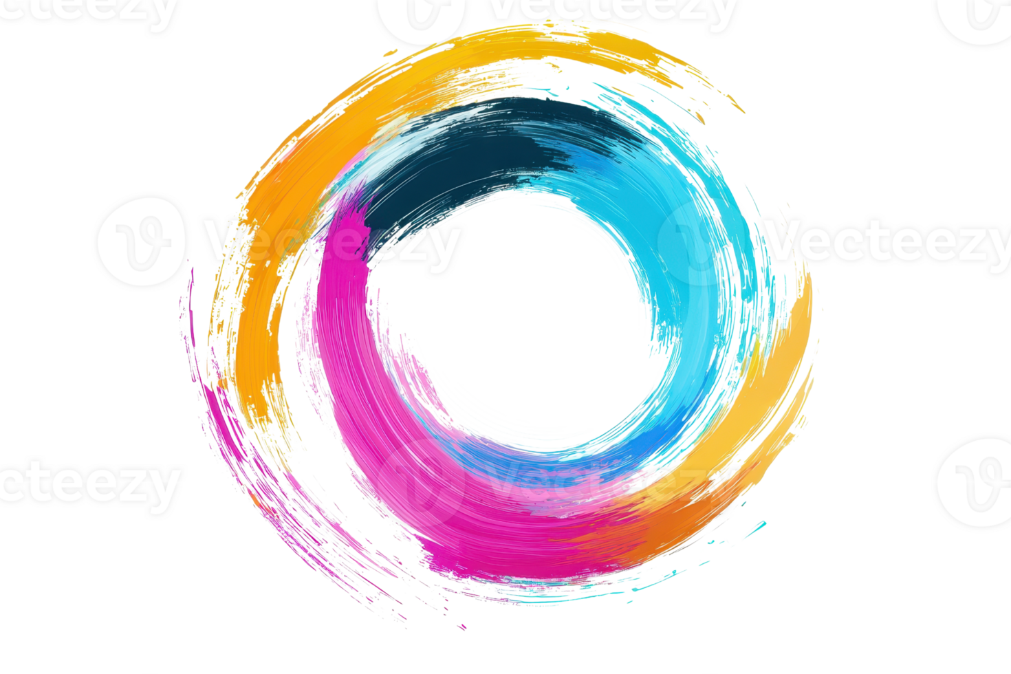 Colorful abstract swirl design with vibrant brush strokes, creating a dynamic and artistic circular pattern for creative backgrounds. png