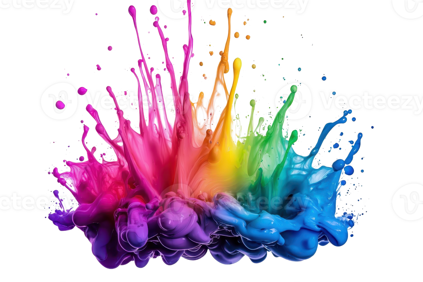 Colorful paint splash creating an artistic explosion of vibrant hues, capturing dynamic movement and vivid creativity. png