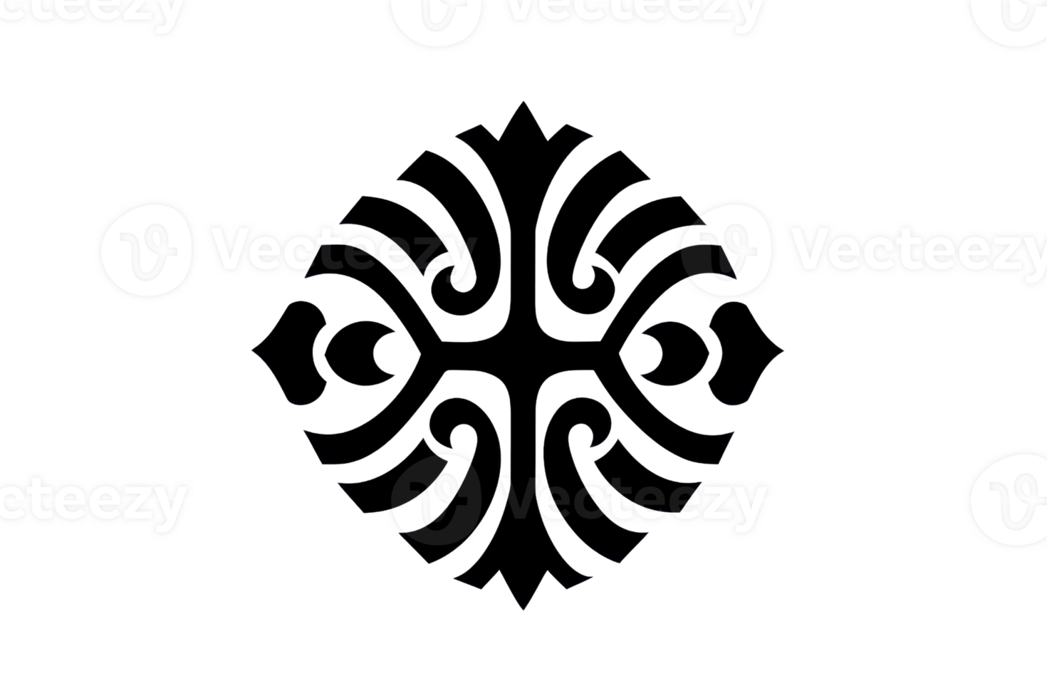 Elegant black tribal design in a symmetrical pattern, perfect for artistic projects, cultural themes, and decorative purposes. png