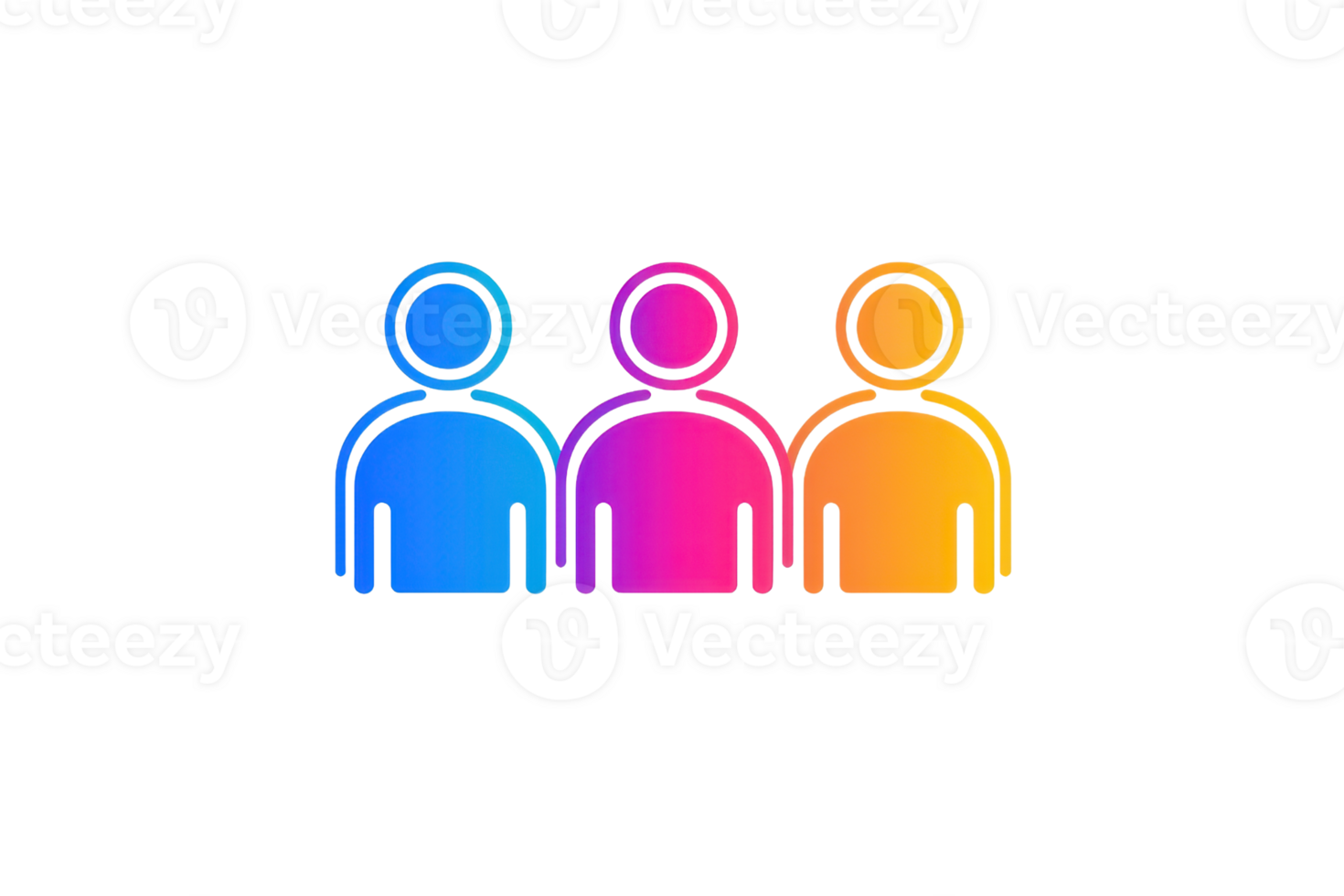 Colorful team icon in gradient design representing diversity, community, and collaboration in modern digital communication. png