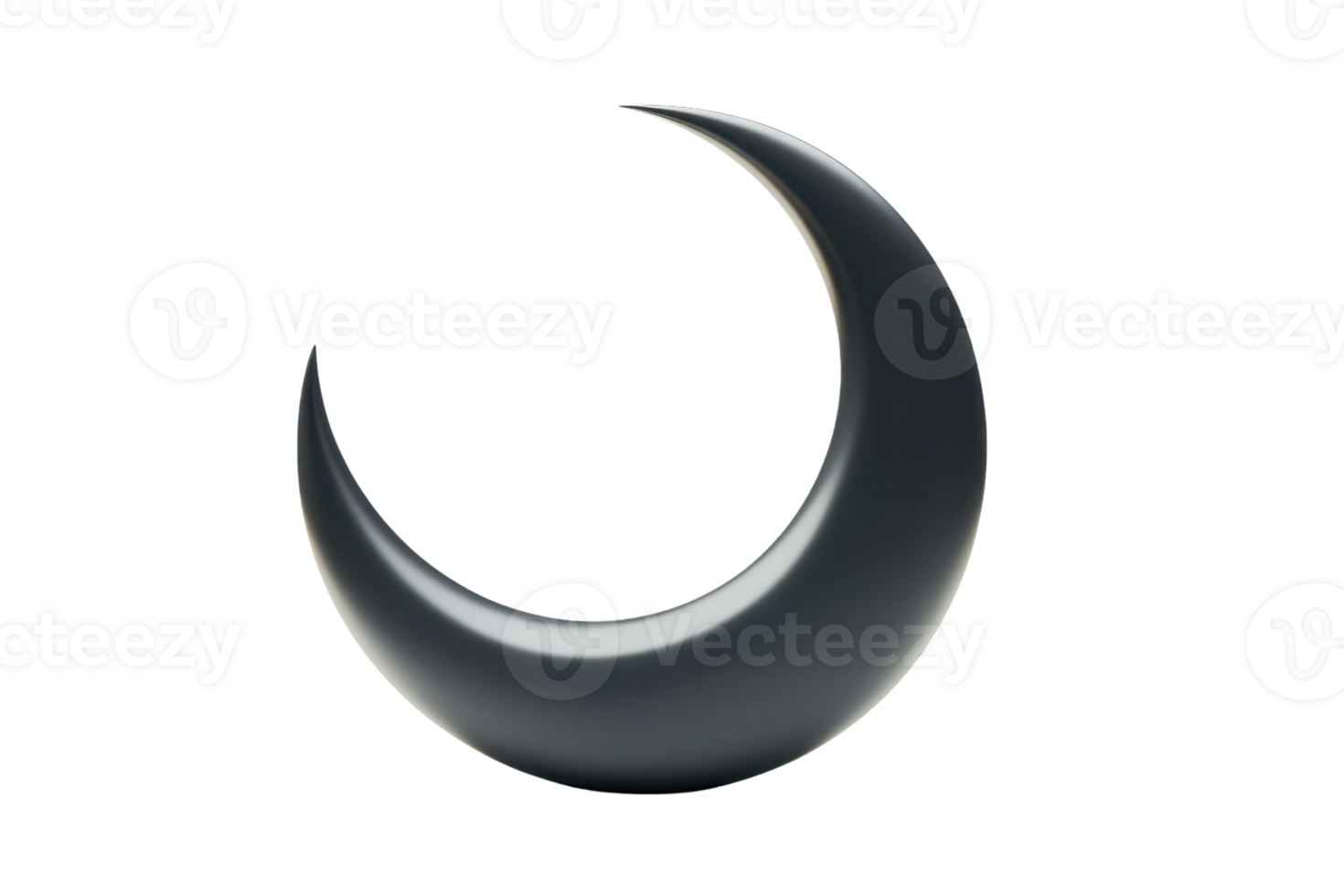 Elegant black crescent moon silhouette on a transparent background. symbolizing night, mystery, and serenity. Perfect for celestial-themed designs. png