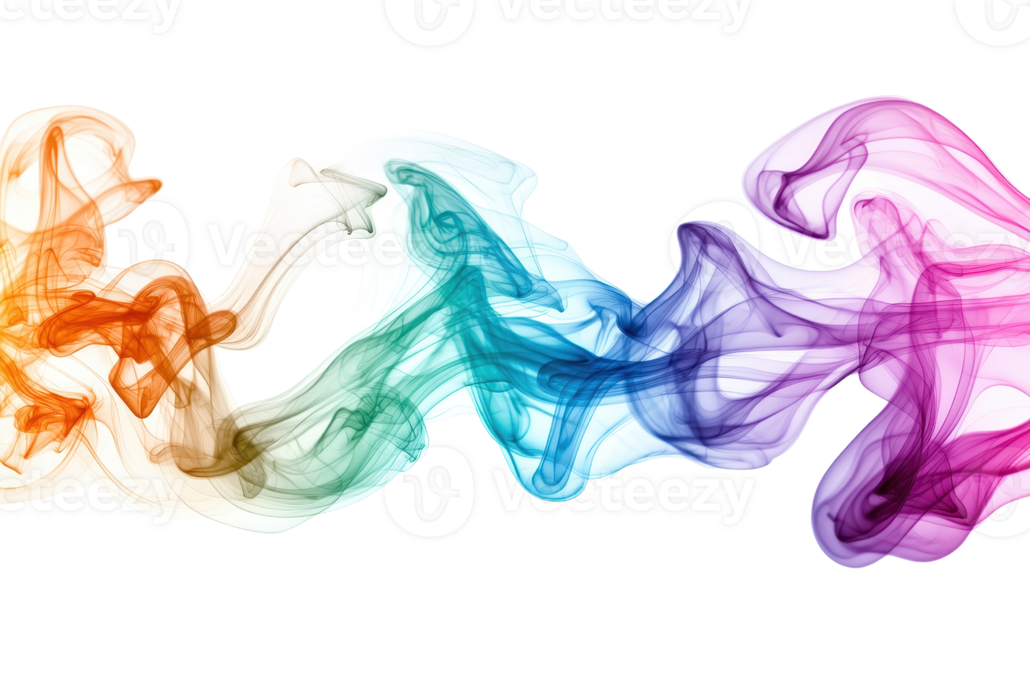 Colorful abstract smoke waves in a fluid motion against a transparent background. showcasing vibrant hues and ethereal beauty in a dynamic flow. png