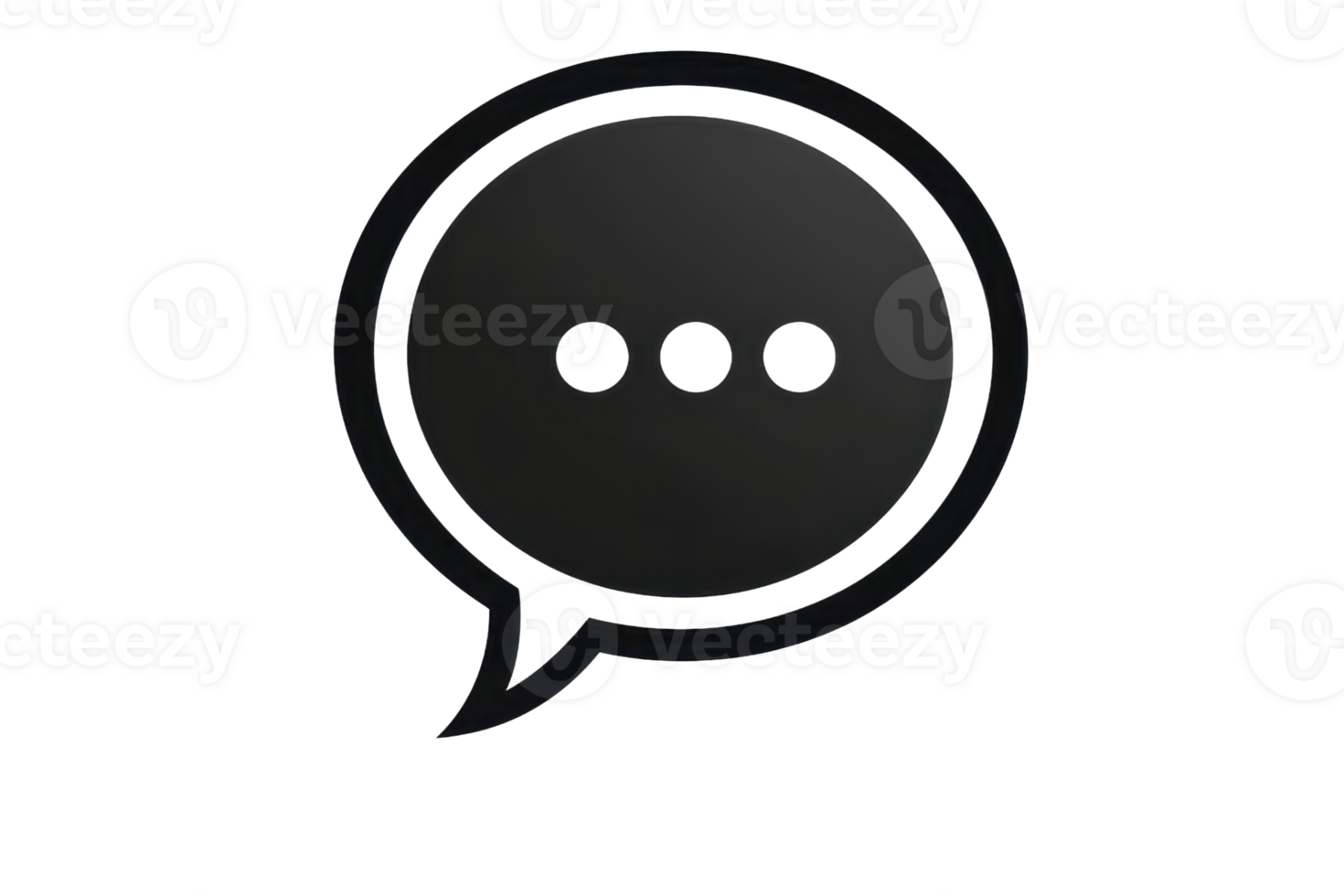 Elegant black 3D chat bubble icon symbolizing communication and messaging on a transparent background, perfect for digital projects. png