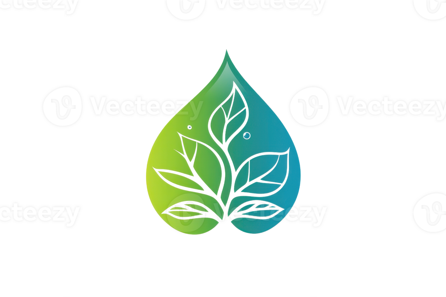 Eco-friendly leaf symbol merging with a water droplet, representing sustainability and natural harmony. Ideal for environmental themes. png