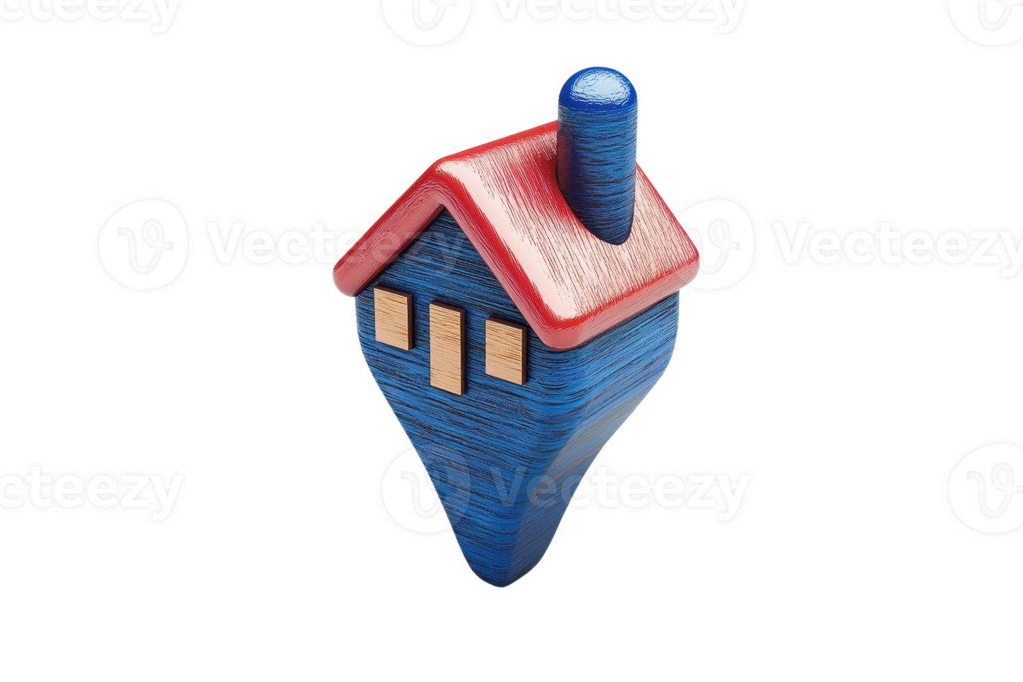 Colorful wooden home icon on transparent background. symbolizing real estate, housing, and creativity in design. png
