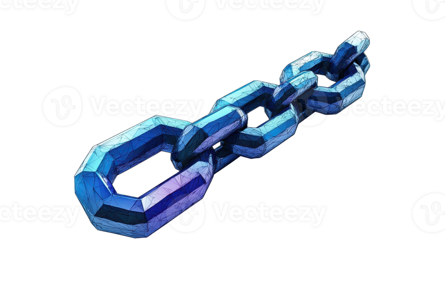 Digital illustration of a metallic chain with an iridescent blue glow, symbolizing strength, connection, and technology. png