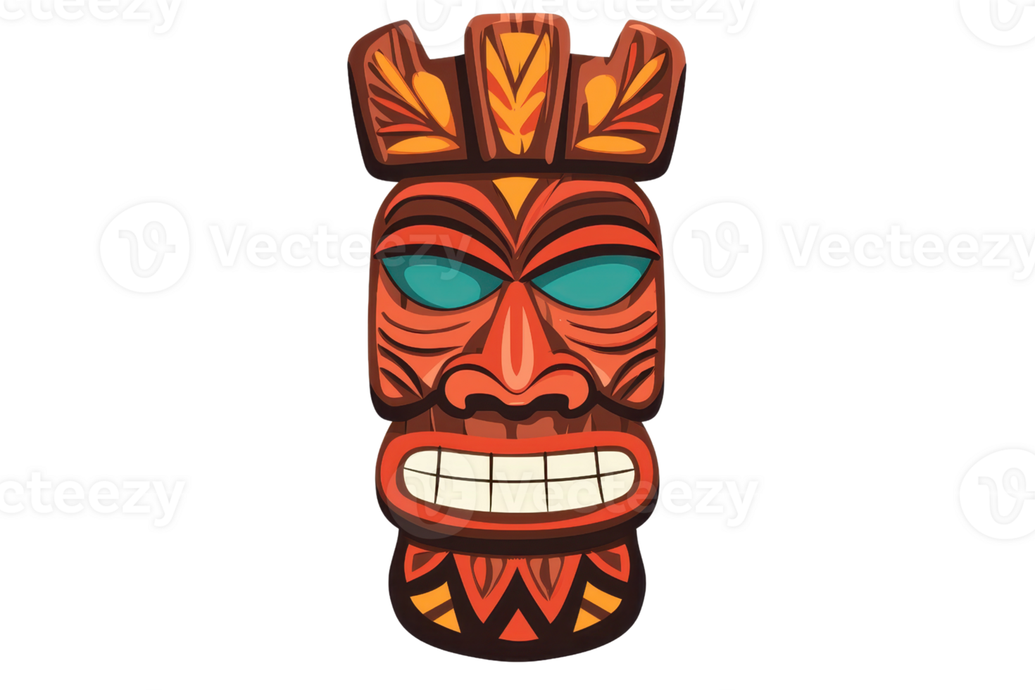 Colorful tribal mask with intricate patterns showcasing cultural art. Ideal for decoration, design inspiration, or educational purposes. png