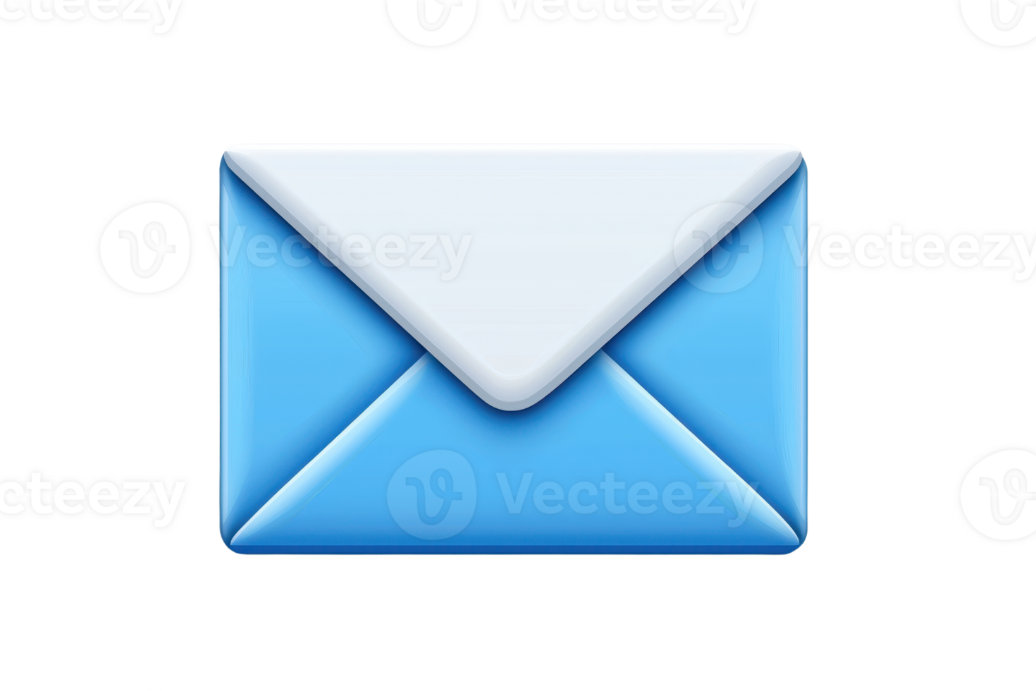Digital illustration of a blue envelope icon with a white flap, symbolizing email communication and messaging. Isolated on a transparent background. png