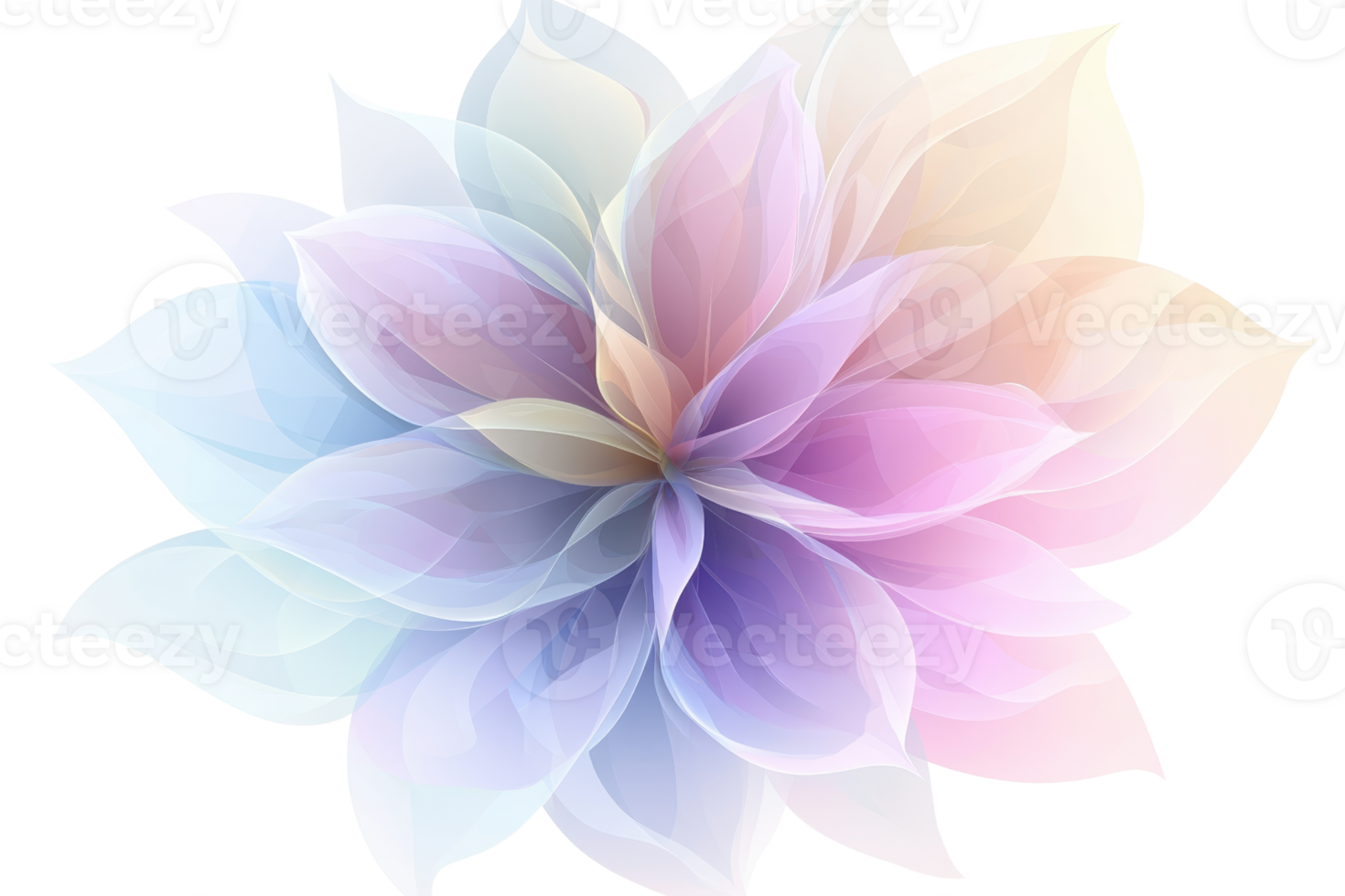Elegant abstract pastel flower design with soft gradients and layers, perfect for artistic and decorative purposes. png