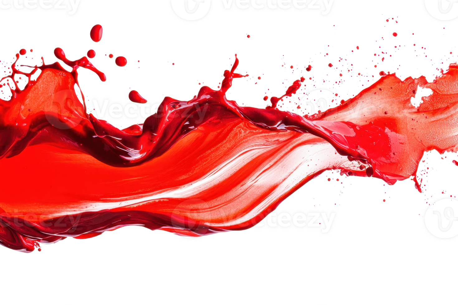 Dynamic splash of vibrant red liquid swirling in motion, isolated on transparent background. Perfect for creative, advertising, and design needs. png