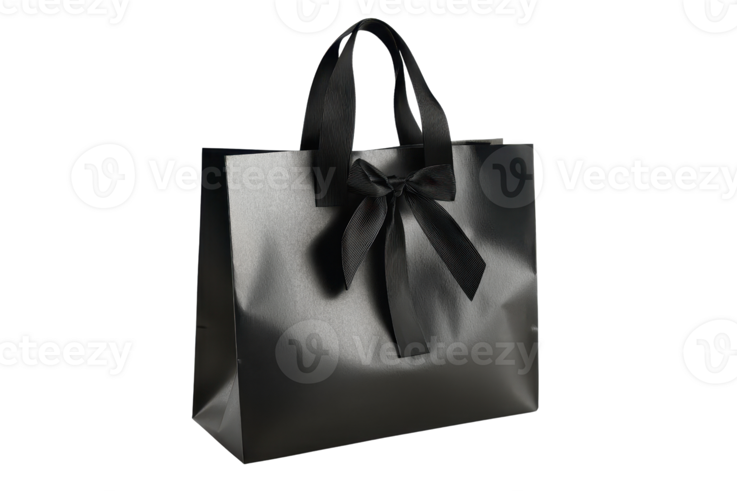 Elegant black shopping bag with a ribbon bow, perfect for gifts and special occasions. Stylish and versatile design suitable for any occasion. png