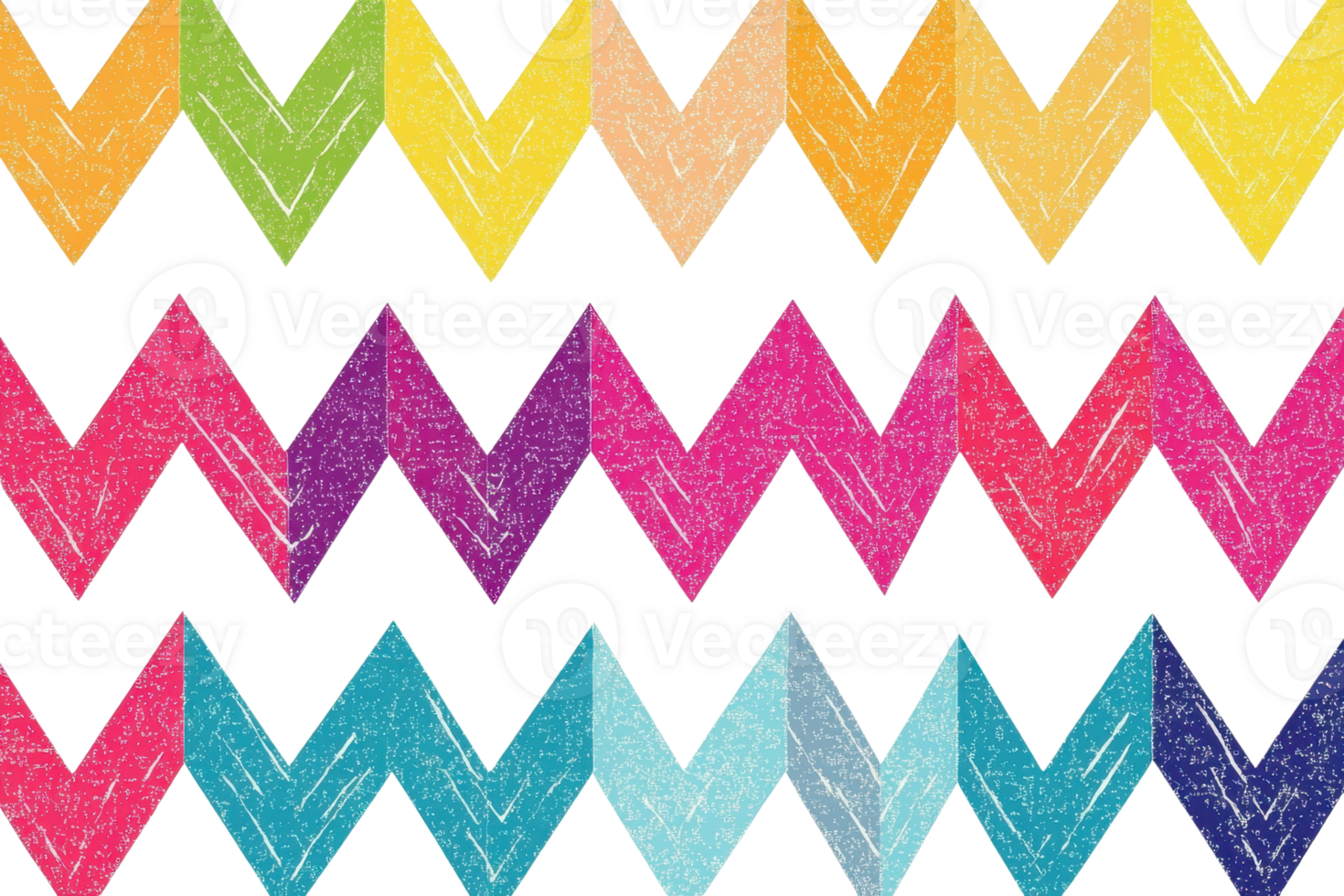 Colorful zigzag pattern with textured effect, featuring vibrant hues of yellow, orange, pink, purple, and blue, ideal for design backgrounds. png