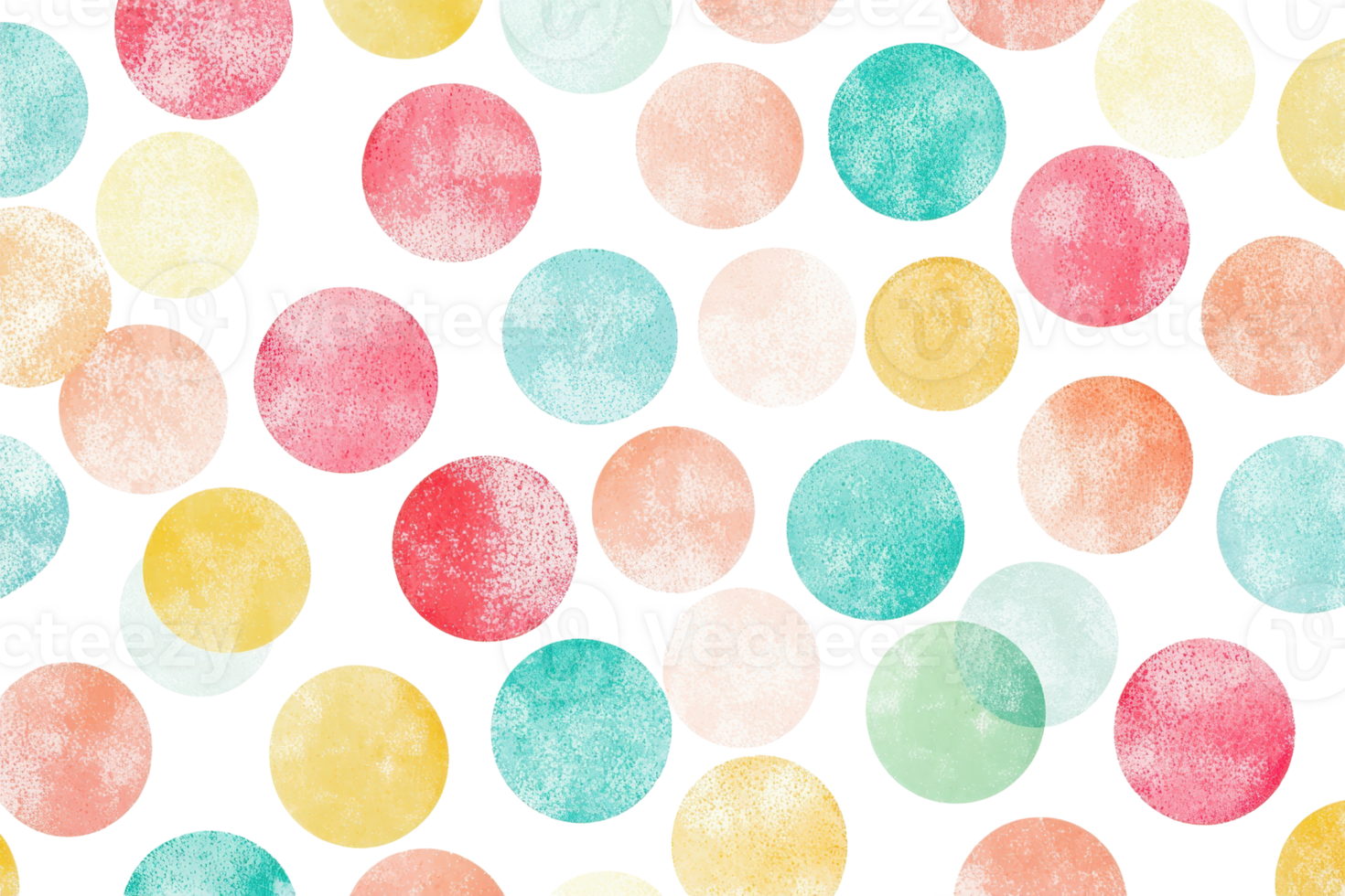Colorful watercolor circles pattern on a transparent background. blending soft pastel hues for a vibrant and playful visual effect. png