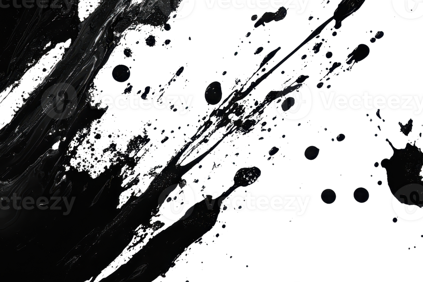 Dramatic black paint splash against dark background, capturing dynamic movement and abstract form with a powerful contrast and texture. png