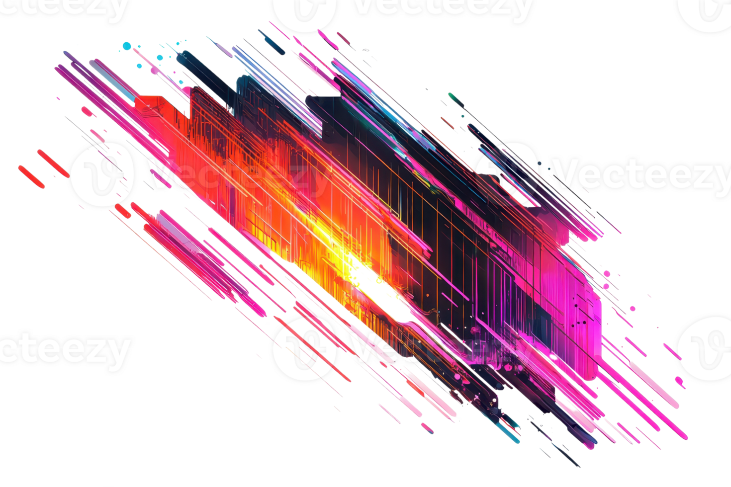 Dynamic abstract digital art piece with vibrant colors and geometric shapes, perfect for modern design projects and creative inspiration. png
