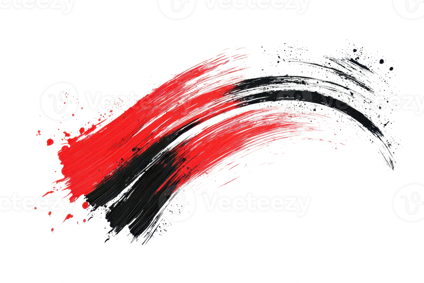 Dynamic red and black brush strokes on transparent background. perfect for abstract art and modern design projects. png