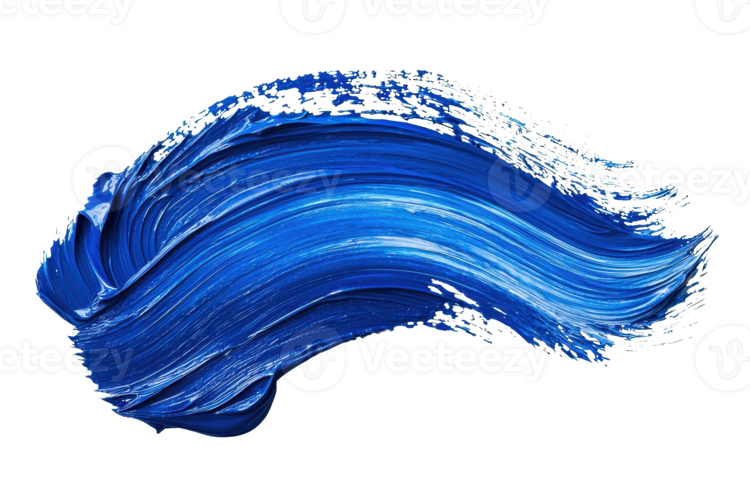 Dynamic blue paint stroke isolated on transparent background. showcasing vibrant color and fluid motion, ideal for creative design projects. png