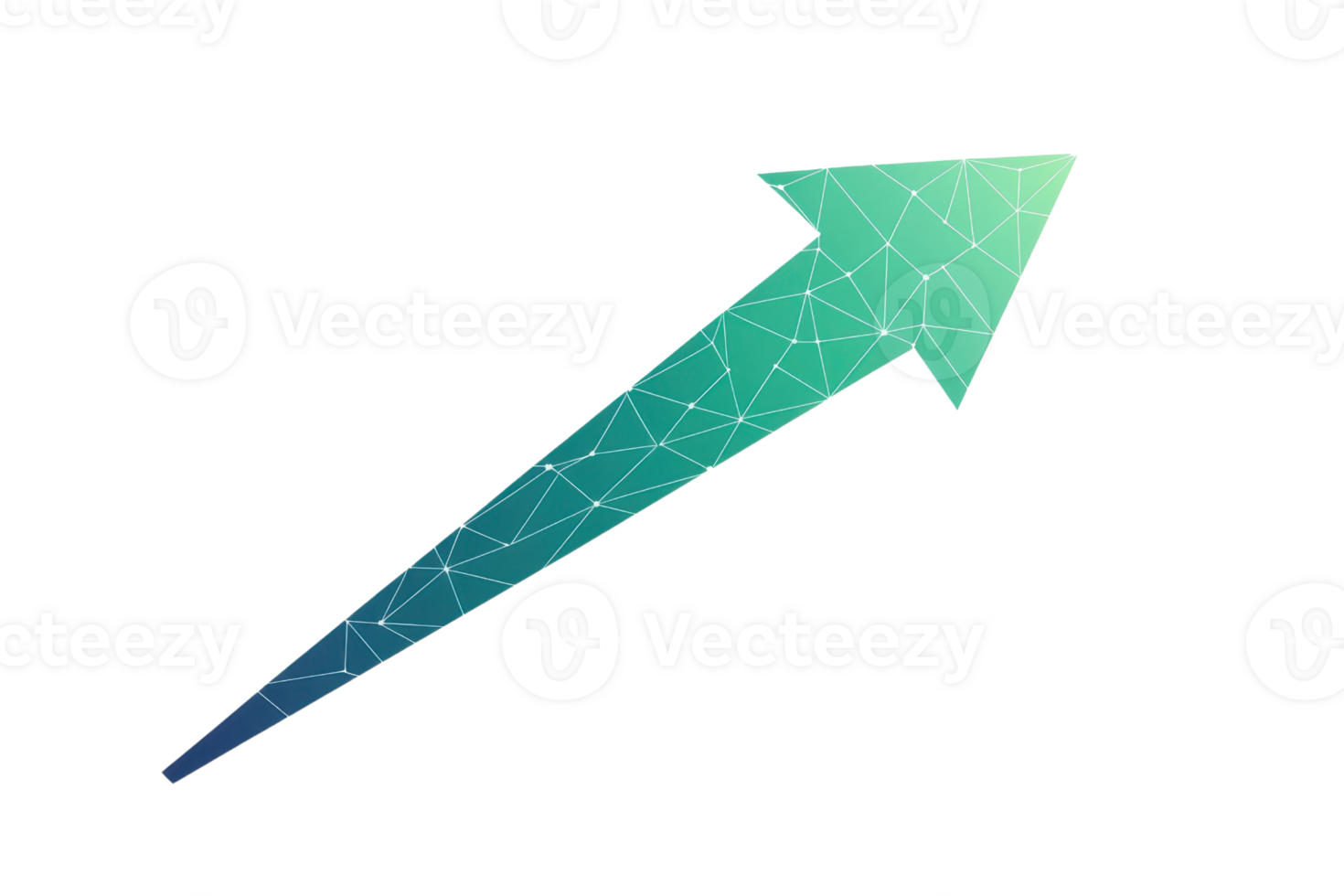 Green polygonal arrow pointing upwards, symbolizing growth, progress, and success. Ideal for business and finance themes. png