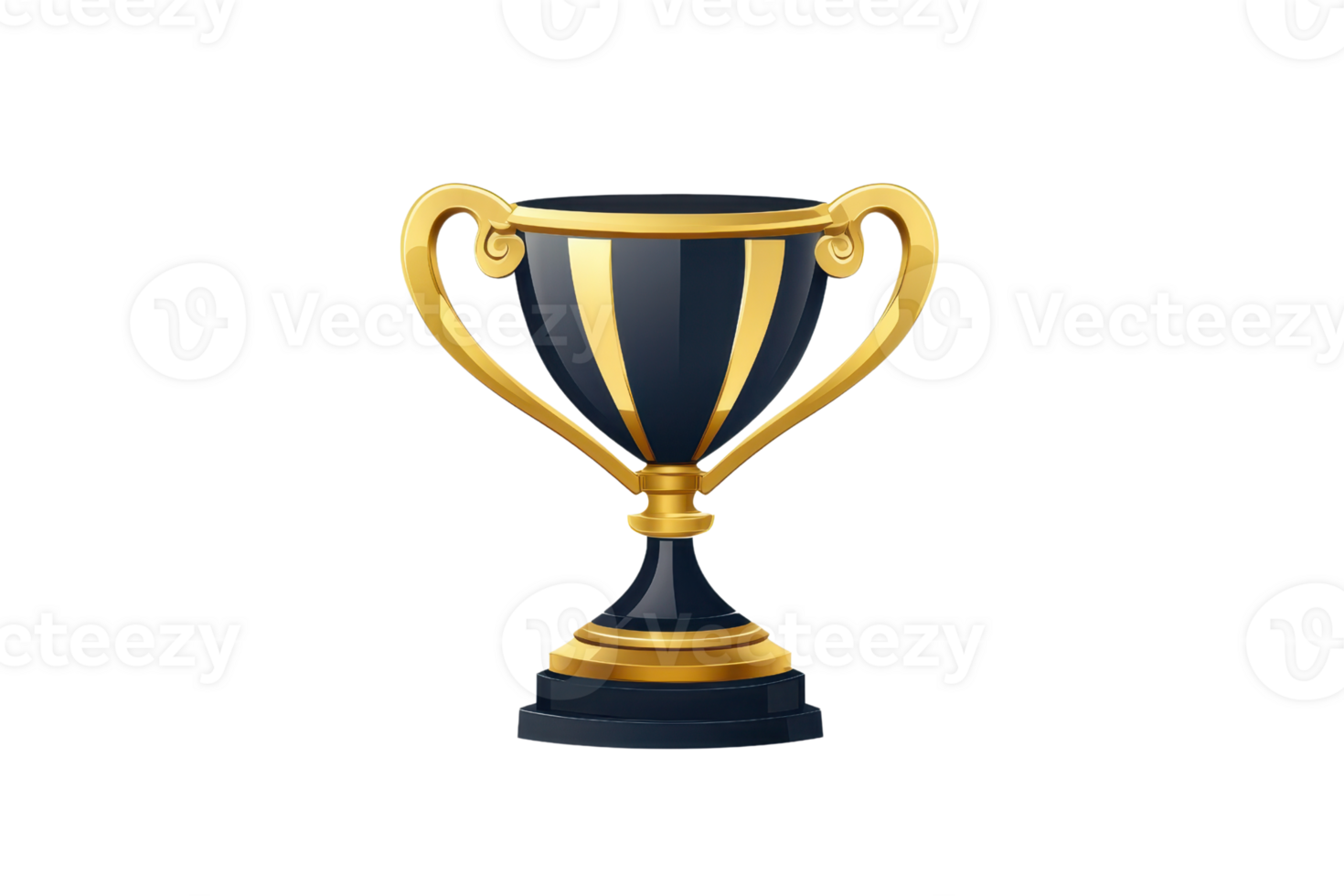 Elegant gold and black trophy cup symbolizing achievement, excellence, and victory. Perfect for success and reward themes. png