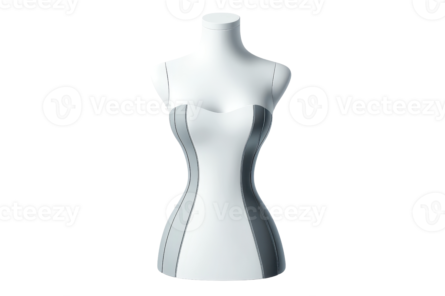 Elegant white dress form mannequin on a transparent background. showcasing modern design for fashion and sewing display purposes. png
