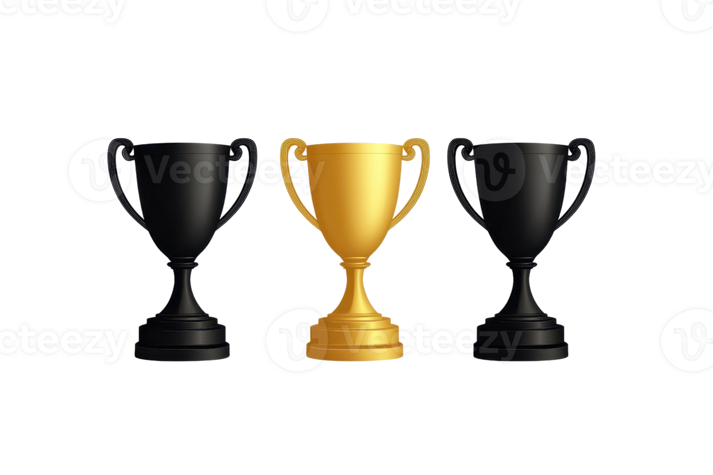 Golden and black trophies symbolizing victory and achievement on a transparent background. Perfect for themes of success and competition. png