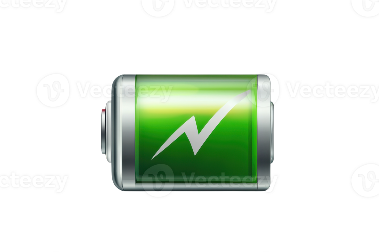 Green battery icon with a power symbol, representing energy and charging. Perfect for themes of technology, sustainability, and power. png
