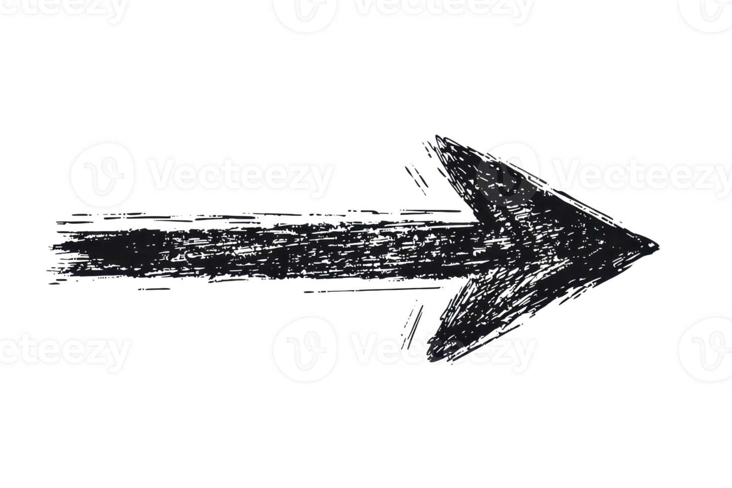 Hand-drawn black chalk arrow sketched on a transparent background, conveying direction, navigation, and movement in a simple style. png