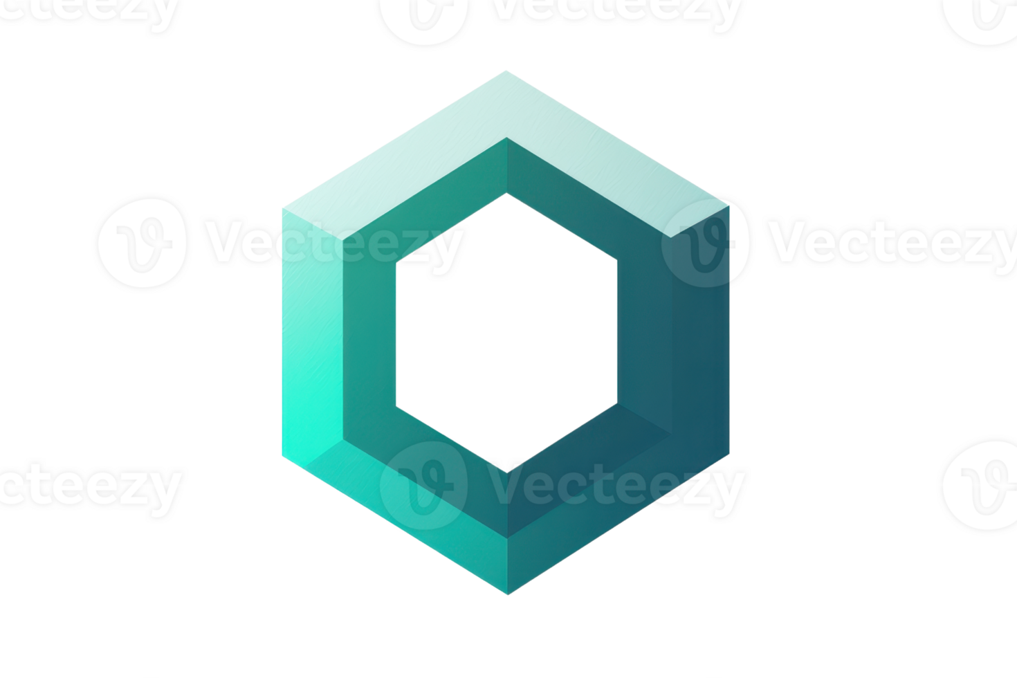 Geometric hexagon logo with gradient blue and green color, symbolizing technology and innovation. Ideal for branding and graphic design projects. png