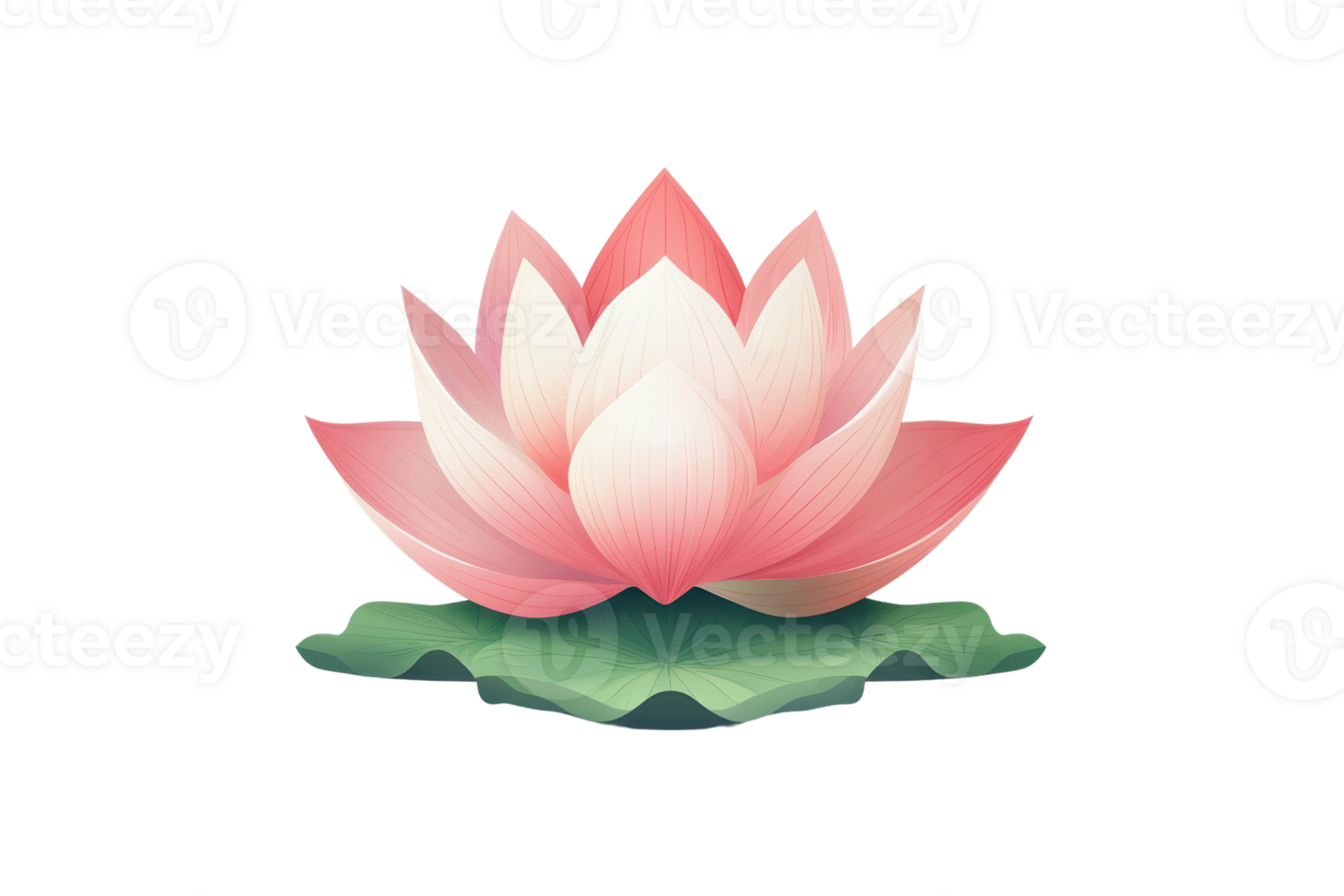 Exquisite pink lotus flower on green leaves, showcasing natural beauty and elegance, symbolizing purity and tranquility in serene setting. png