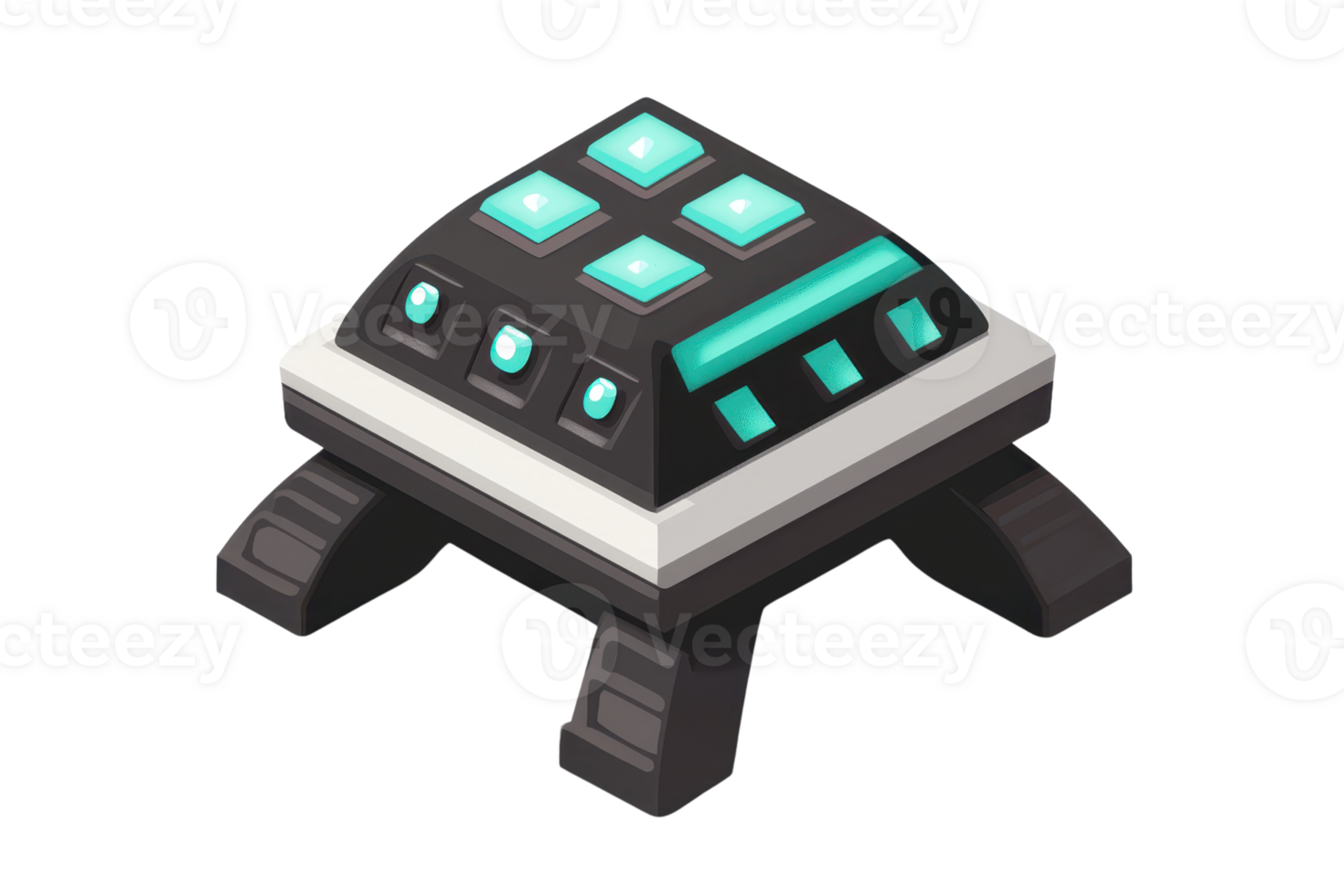 Futuristic sci-fi technology device with glowing elements and sleek design, ideal for digital, virtual, or gaming contexts. png