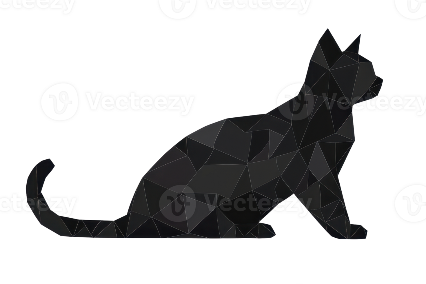 Geometric black cat silhouette with triangular shapes. Modern, abstract design perfect for creative projects and inspiring artwork. png