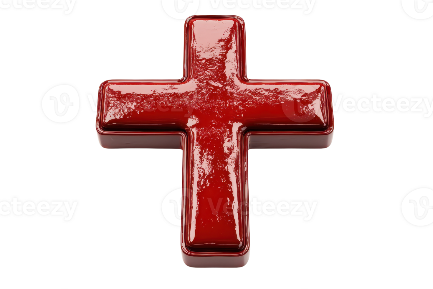Glossy red cross isolated on transparent background. representing themes of healthcare, medicine, and symbolism in a clean, modern design. png