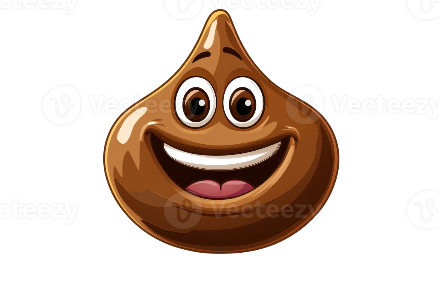 Happy cartoon chocolate drop with a friendly smile. Fun illustration perfect for playful designs and sweet-themed projects. png