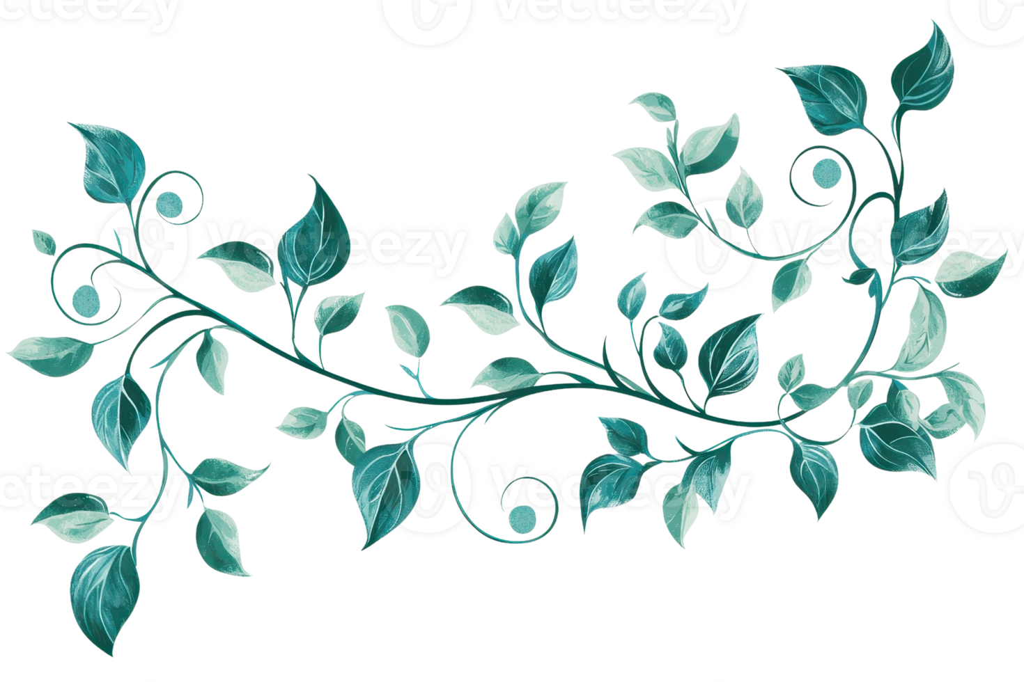 Elegant illustration of a delicate vine with lush green leaves, perfect for decorative designs, invitations, and nature-themed projects. png