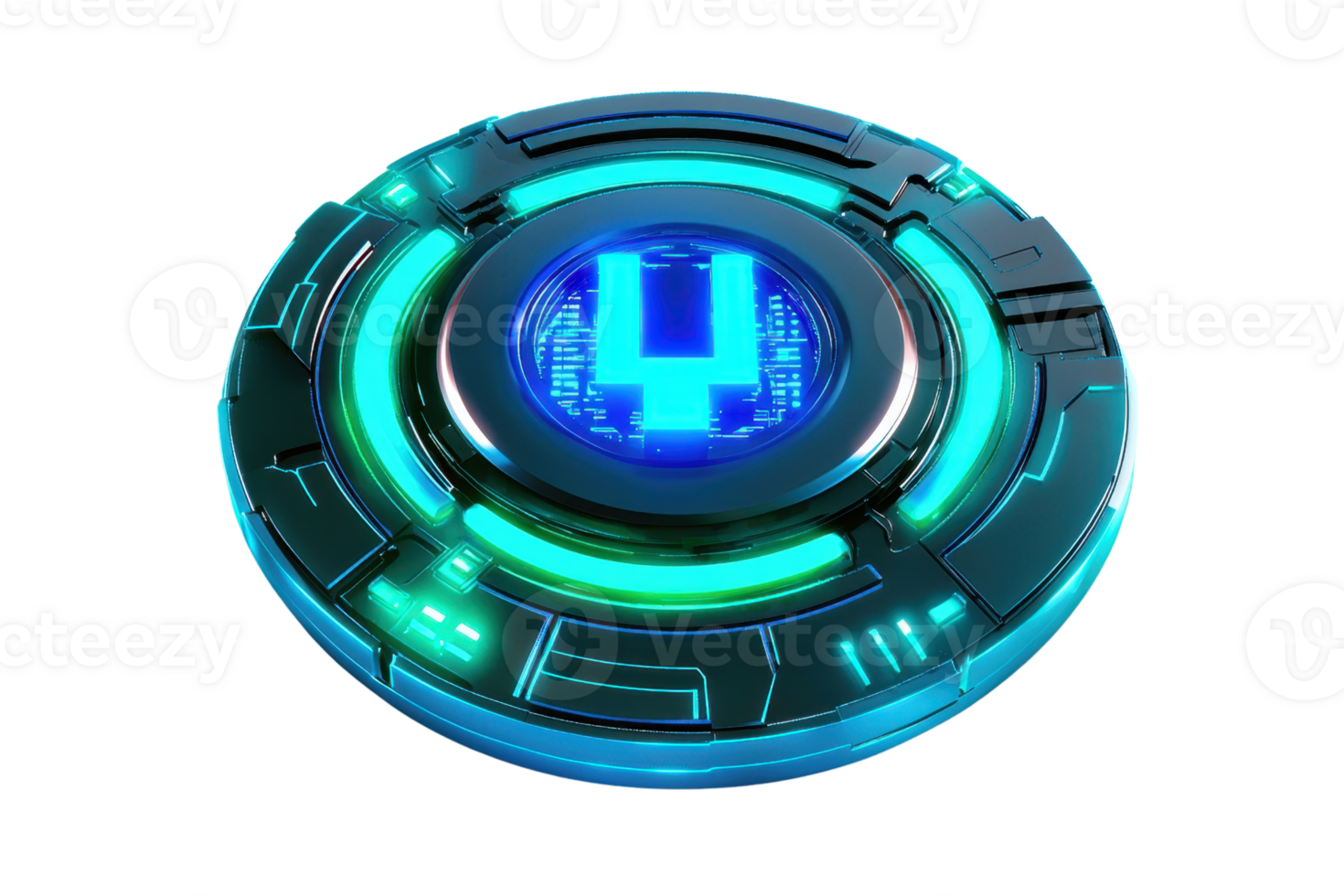 Futuristic glowing digital interface with a central 4. Cybernetic theme in vibrant neon colors, perfect for tech and sci-fi concepts. png
