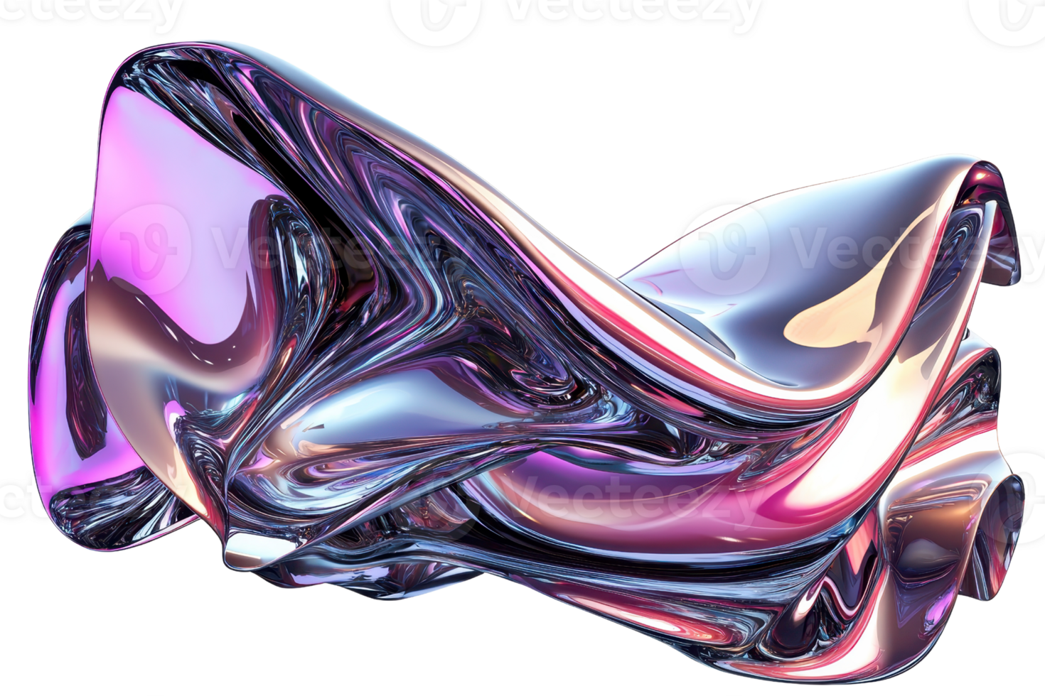 Futuristic abstract shape with iridescent gradients and smooth curves, evoking modern art and digital innovation in stunning colors. png